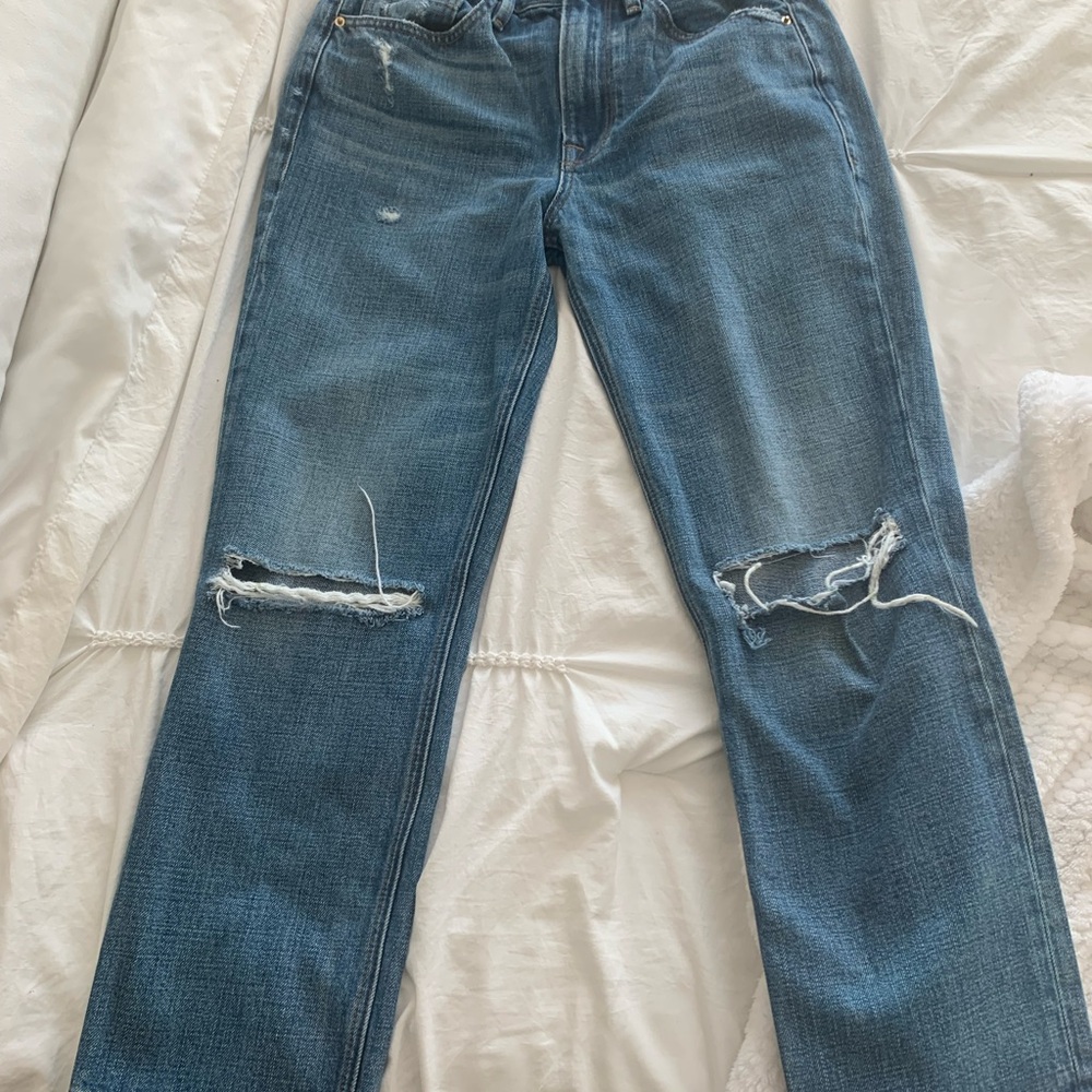 Frame Heritage Le Piper Blue Distressed Ankle Jeans - Picture 2 of 15